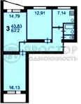 3-комнатная квартира, 62.2 м² - фото 61