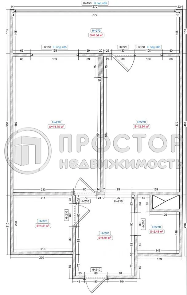 1-комнатная квартира, 42.3 м² - фото 18