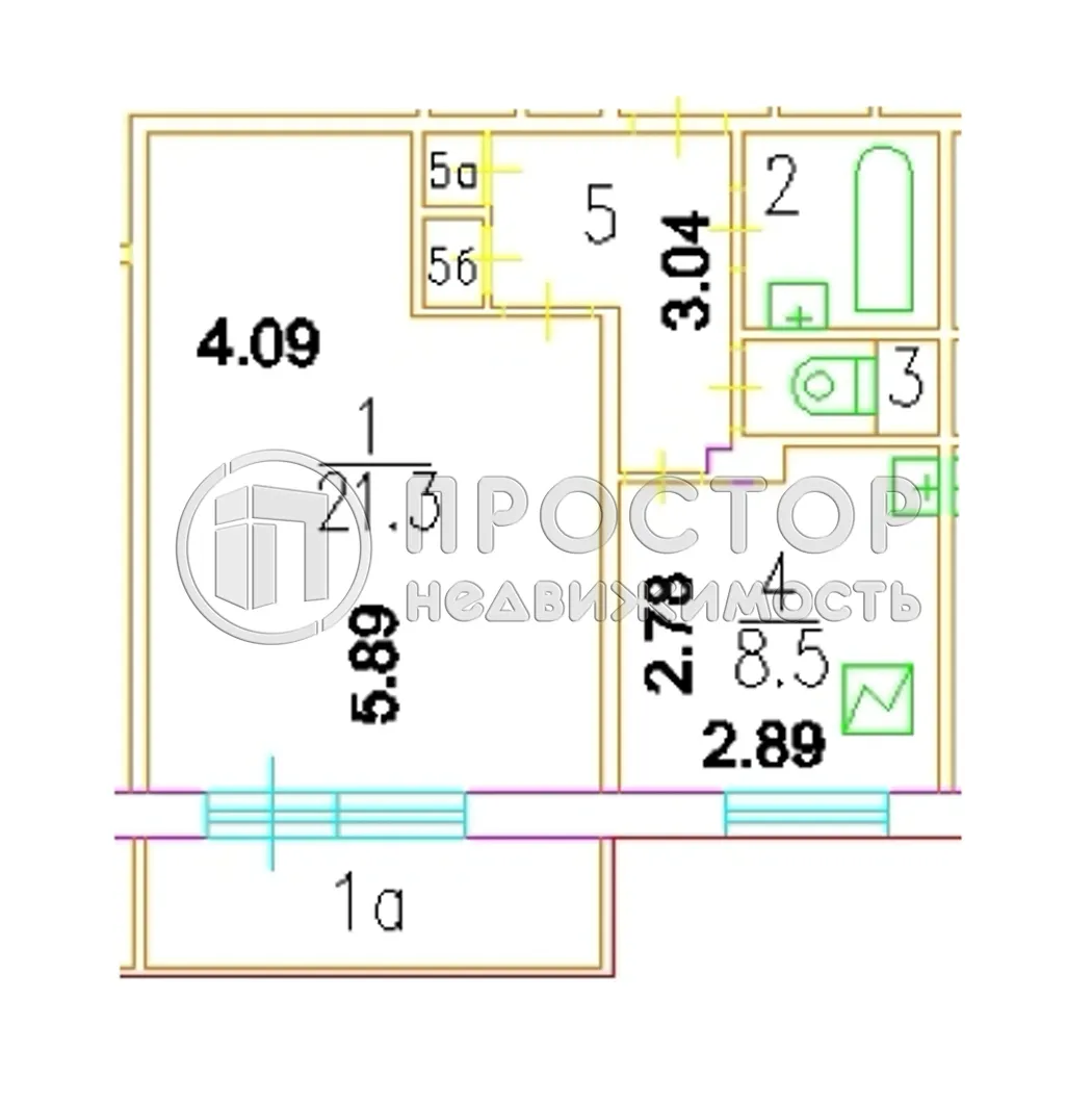 1-комнатная квартира, 39.5 м² - фото 20