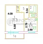 1-комнатная квартира, 39.5 м² - фото 39