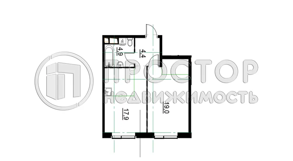 1-комнатная квартира, 46.2 м² - фото 8