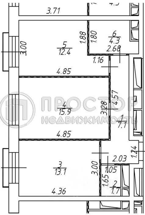 2-комнатная квартира, 54.5 м² - фото 36