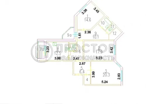 3-комнатная квартира, 97.2 м² - фото 11