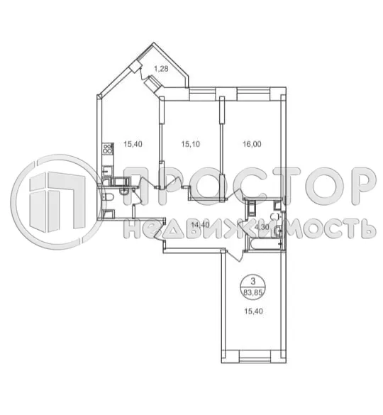 3-комнатная квартира, 82.6 м² - фото 13