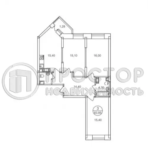 3-комнатная квартира, 82.6 м² - фото 11