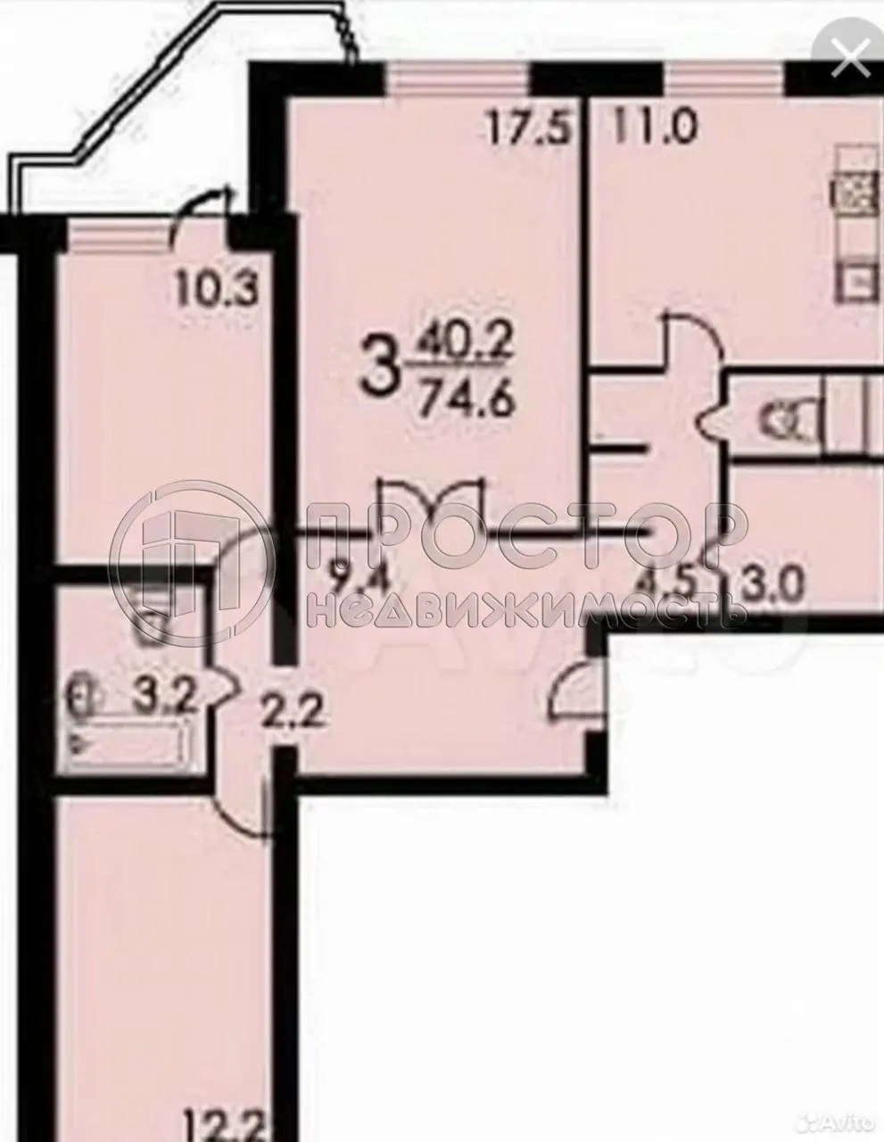3-комнатная квартира, 73.5 м² - фото 24