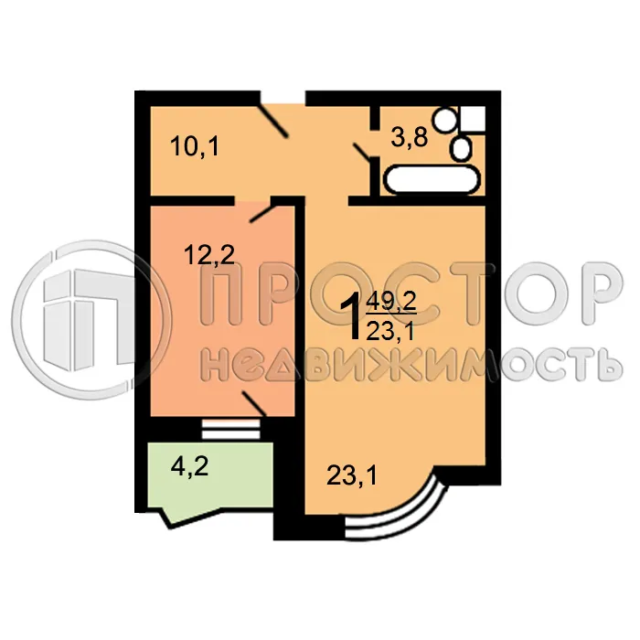 1-комнатная квартира, 49.2 м² - фото 23