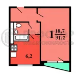 1-комнатная квартира, 31.2 м² - фото 83
