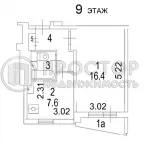 1-комнатная квартира, 31.2 м² - фото 83