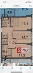 3-комнатная квартира, 76 м² - фото 15