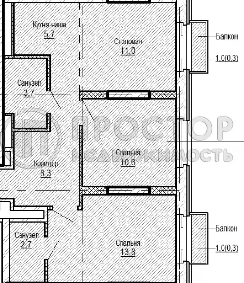 2-комнатная квартира, 57.8 м² - фото 16