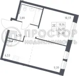 2-комнатная квартира, 34.68 м² - фото 19