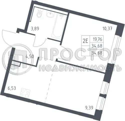 2-комнатная квартира, 34.68 м² - фото 15