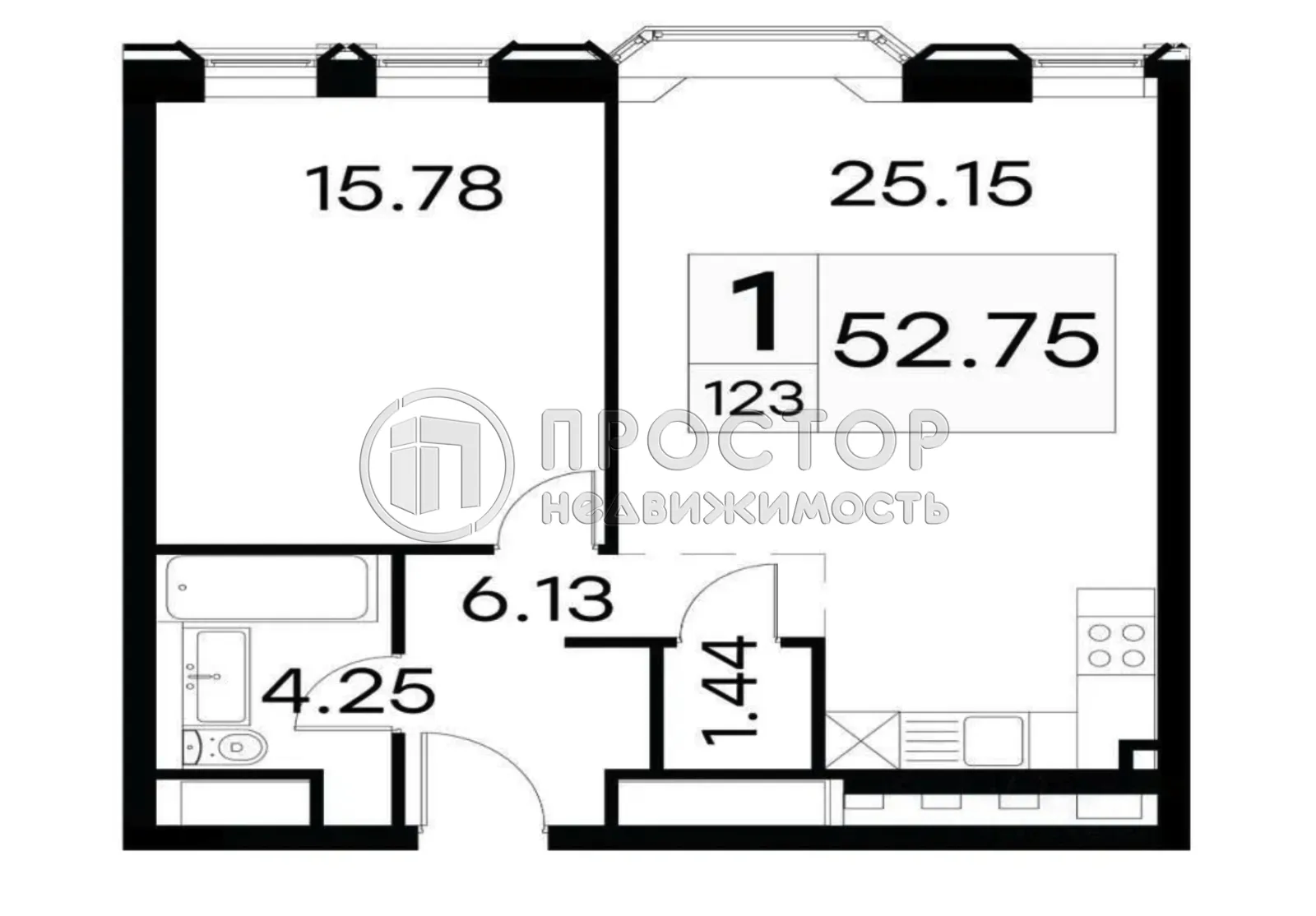2-комнатная квартира, 53 м² - фото 29