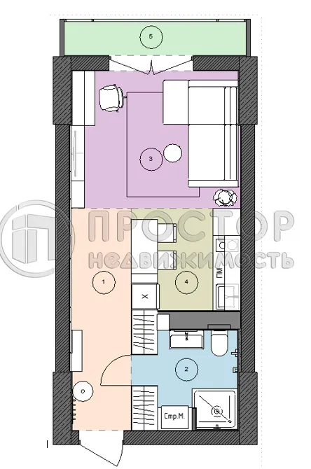 Студия, 31.8 м² - фото 8