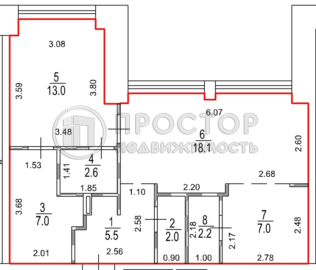 2-комнатная квартира, 57.4 м² - фото 52