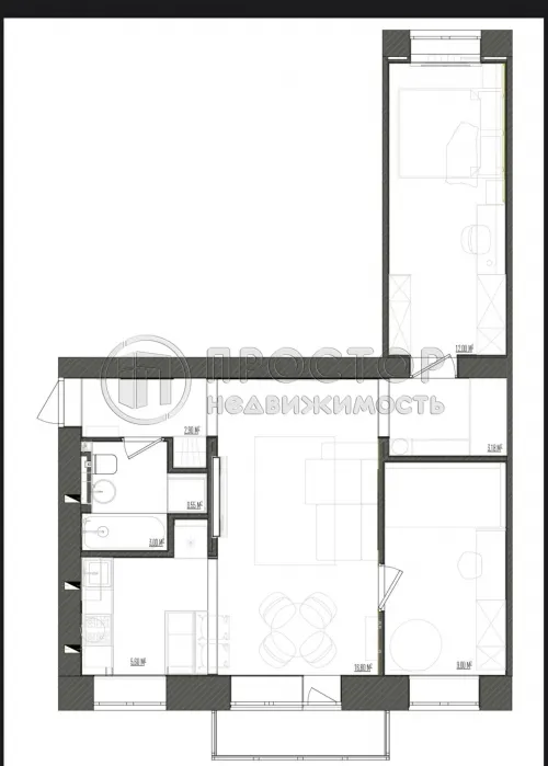 2-комнатная квартира, 55.4 м² - фото 18