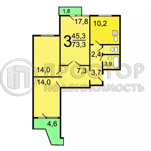 Комната, 12.03 м² - фото 34