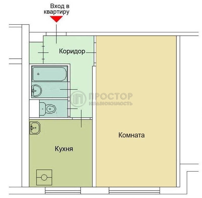 1-комнатная квартира, 32.7 м² - фото 12