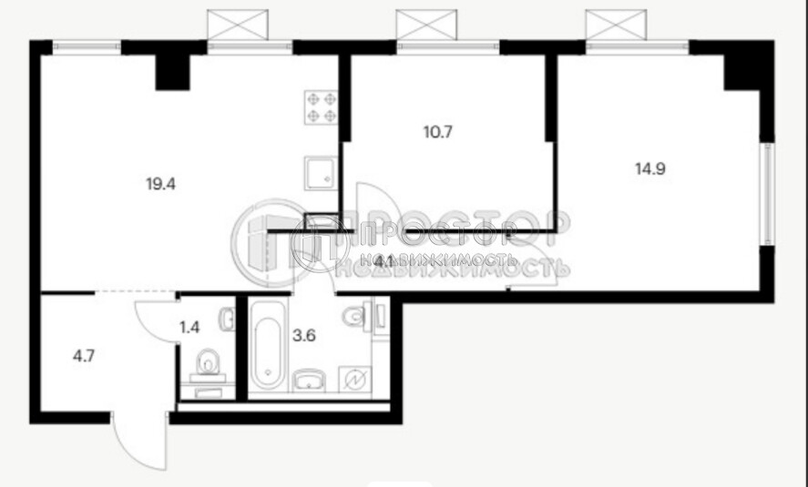 2-комнатная квартира, 58.8 м² - фото 15