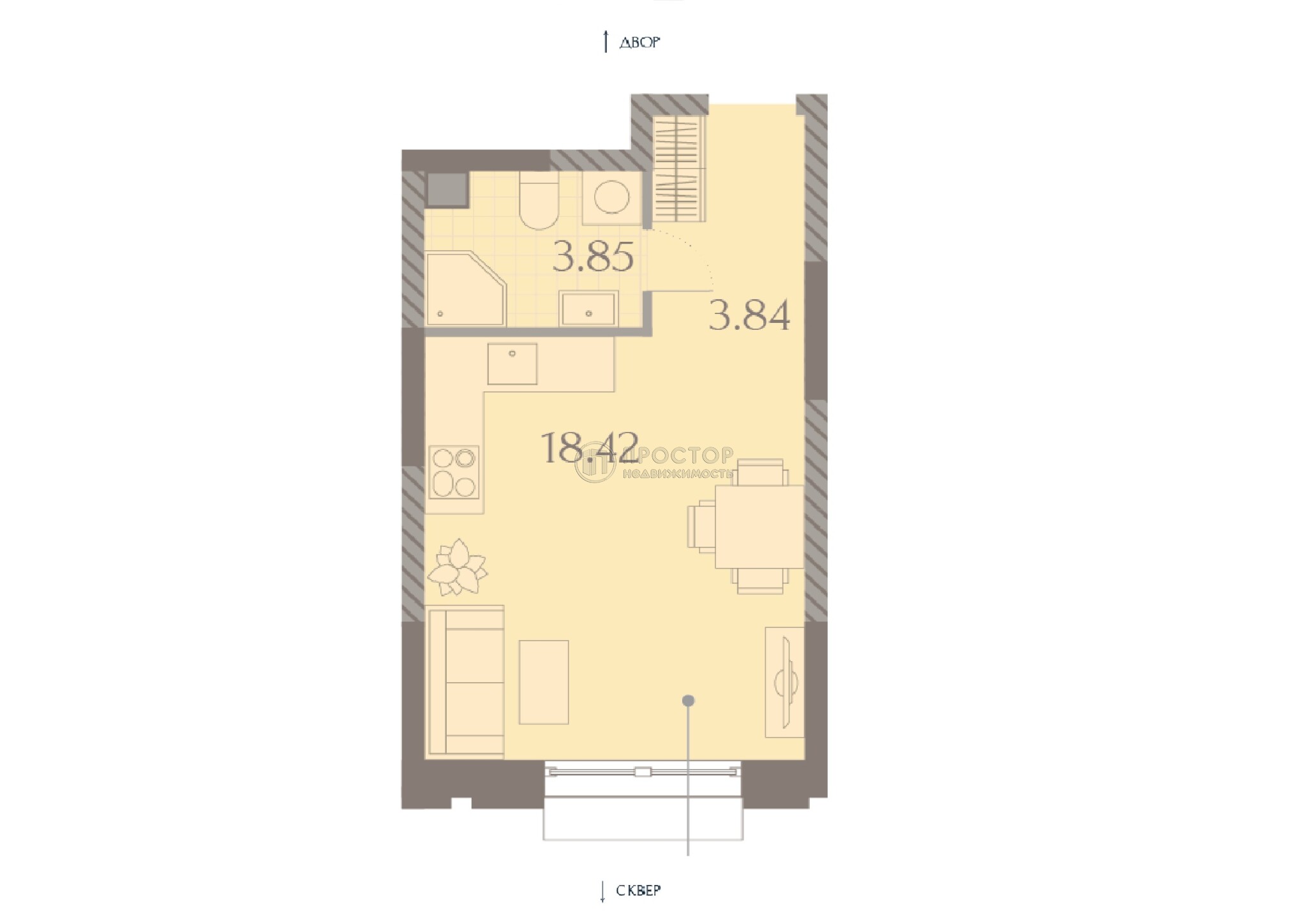 -комнатная квартира, 26.11 м² - фото 19