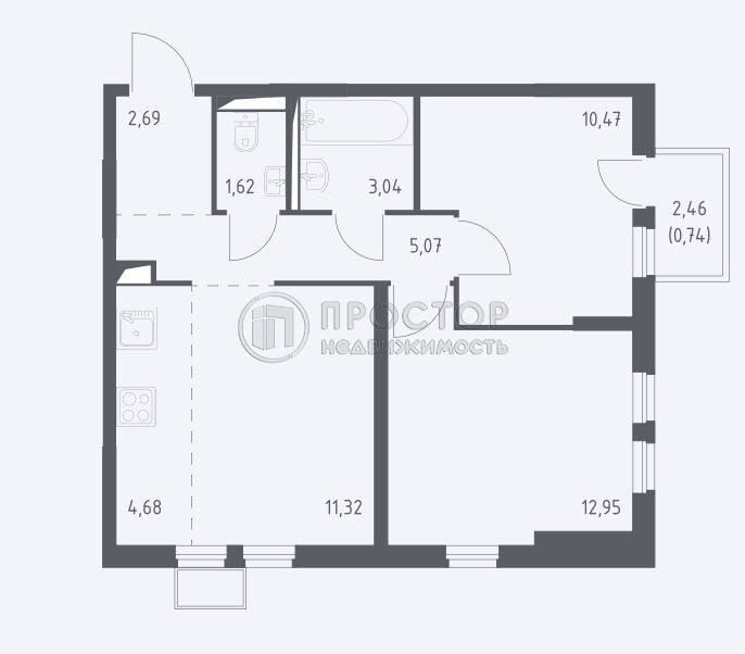 2-комнатная квартира, 52.58 м² - фото 5