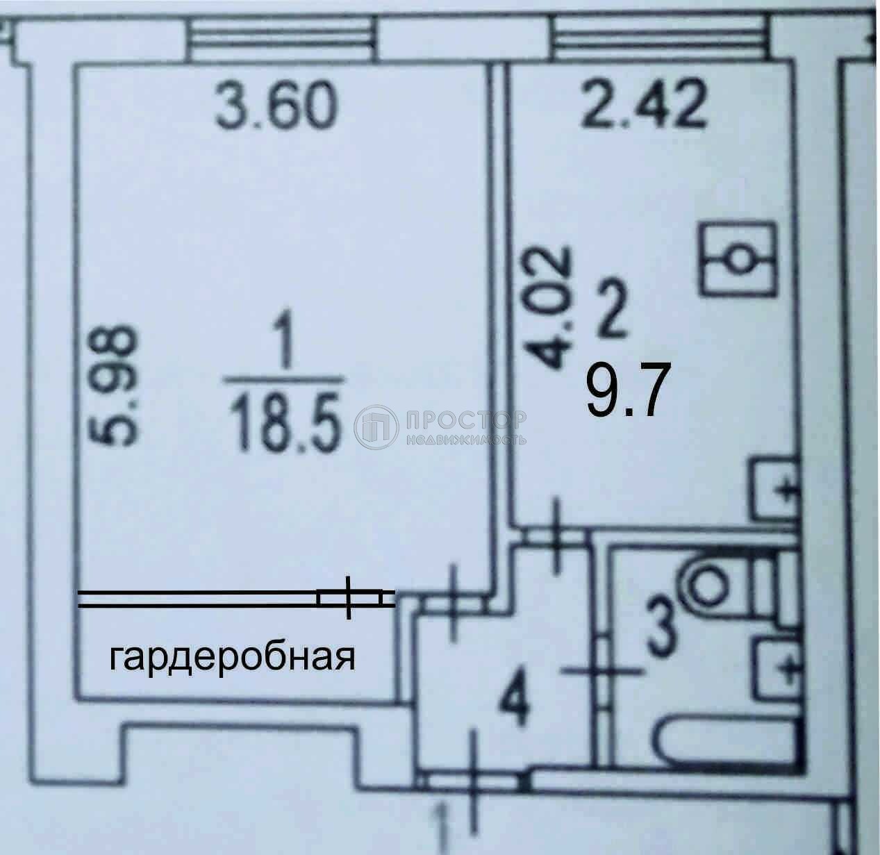 1-комнатная квартира, 33.6 м² - фото 21