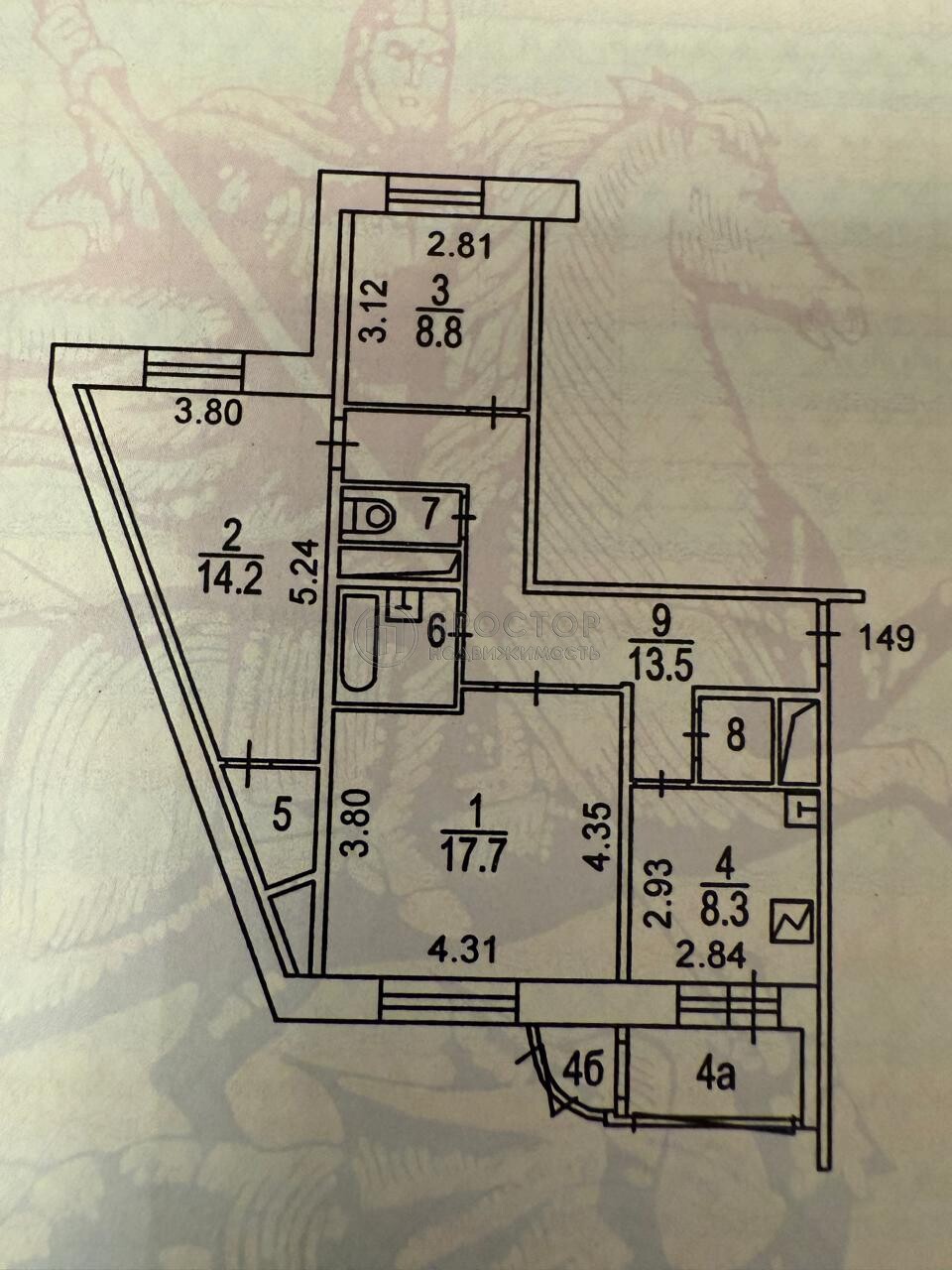 3-комнатная квартира, 71.1 м² - фото 122