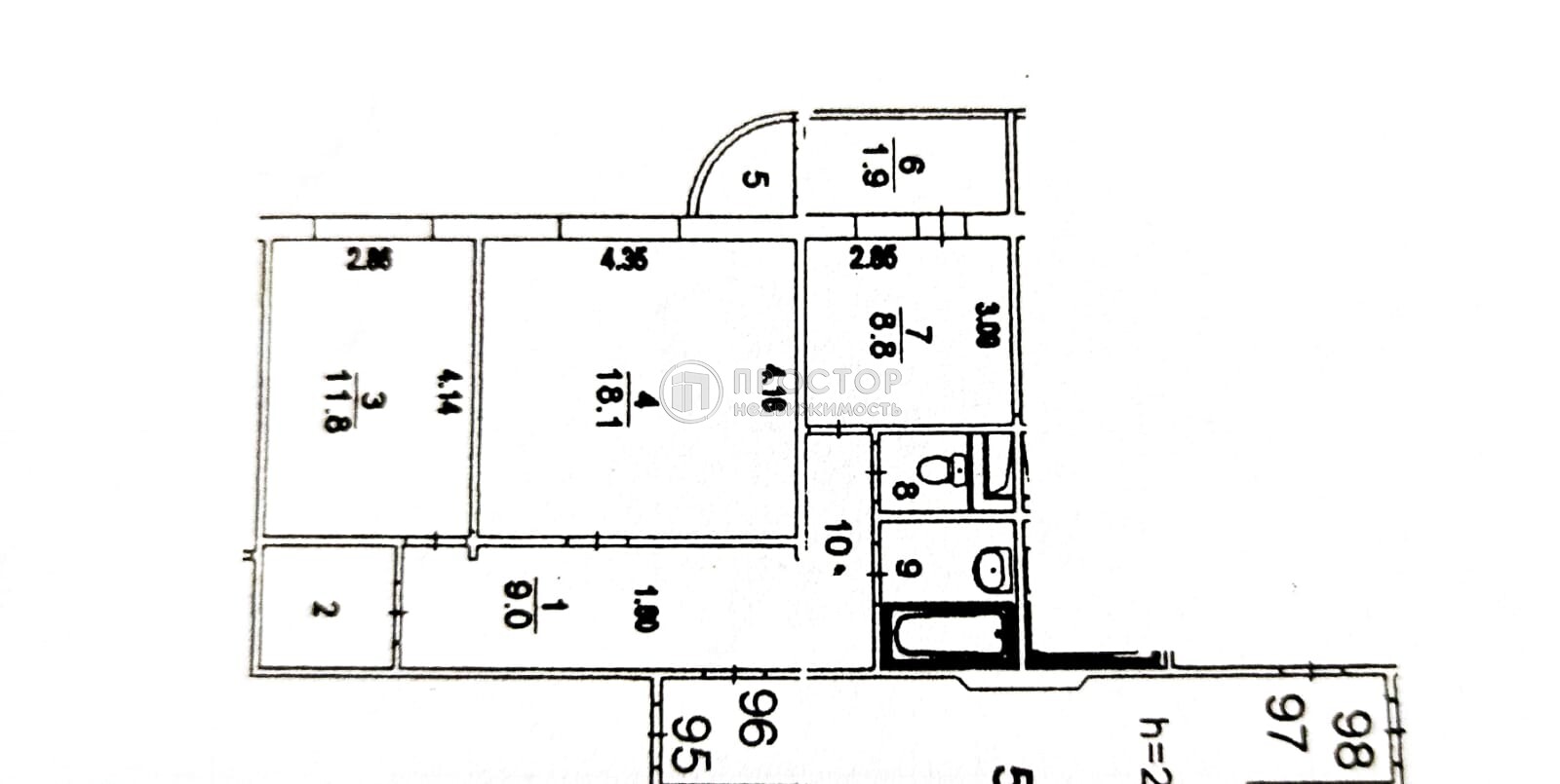 2-комнатная квартира, 56.9 м² - фото 59