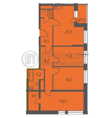 3-комнатная квартира, 88.5 м² - фото 13