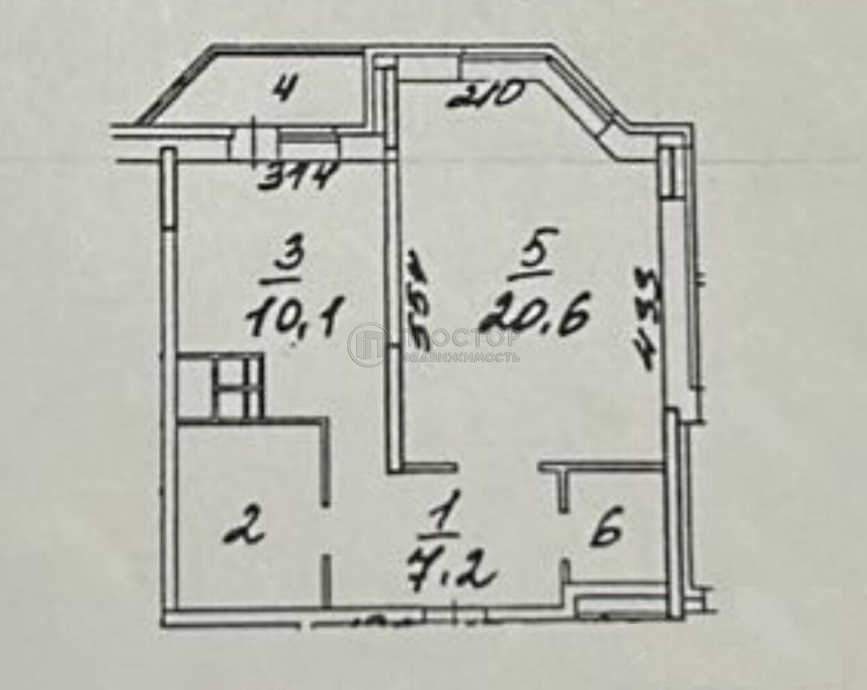 1-комнатная квартира, 45.8 м² - фото 24