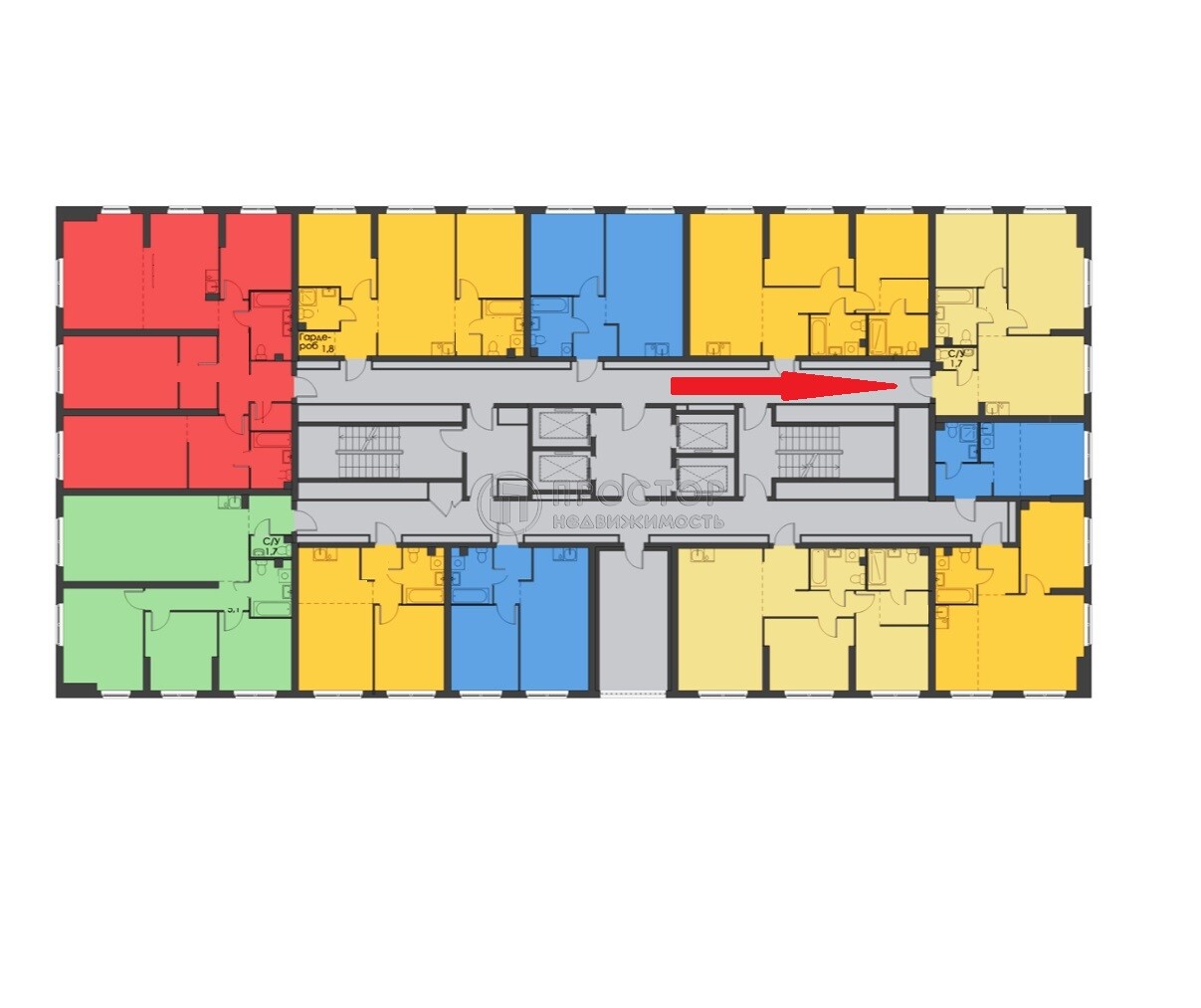 3-комнатная квартира, 59.1 м² - фото 105