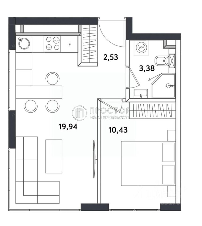 2-комнатная квартира, 35.2 м² - фото 105