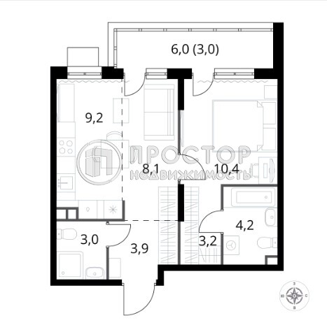 2-комнатная квартира, 44.3 м² - фото 8