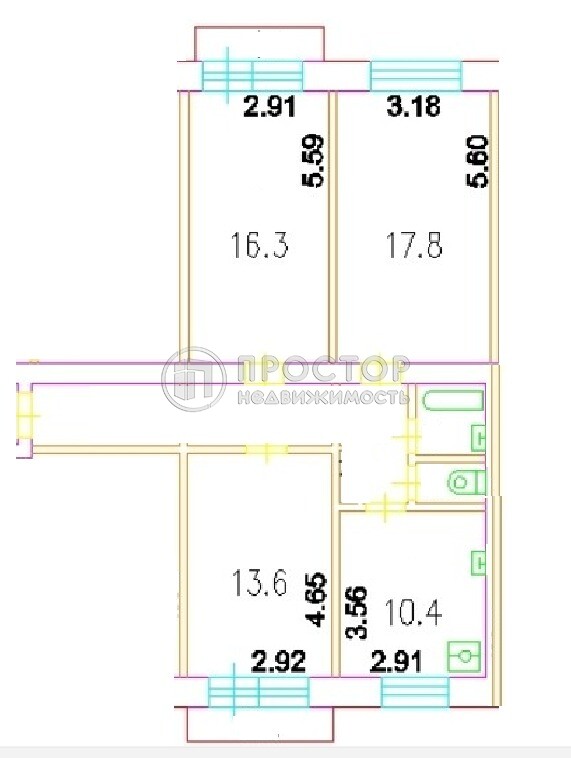 3-комнатная квартира, 74.5 м² - фото 33