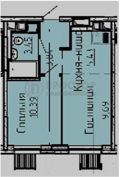 1-комнатная квартира, 31.8 м² - фото 184