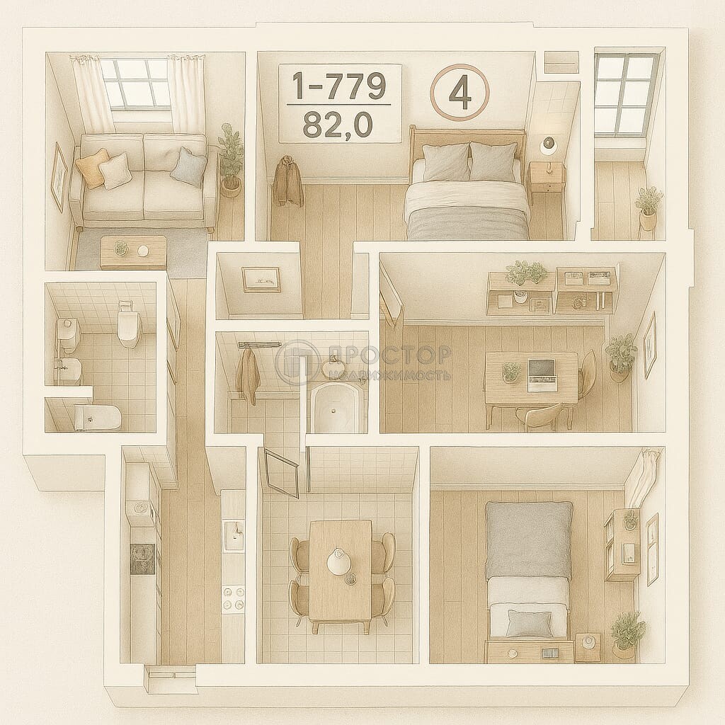 4-комнатная квартира, 80.6 м² - фото 47
