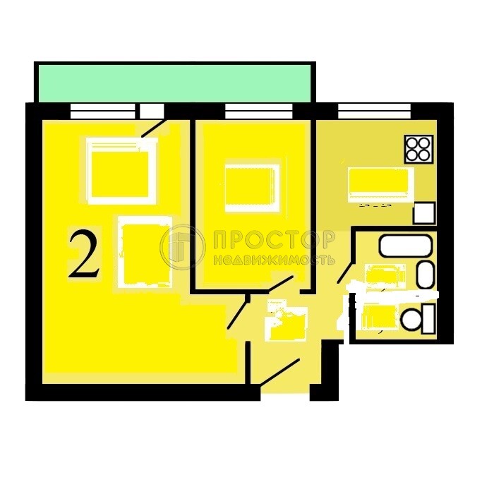 2-комнатная квартира, 37.7 м² - фото 17