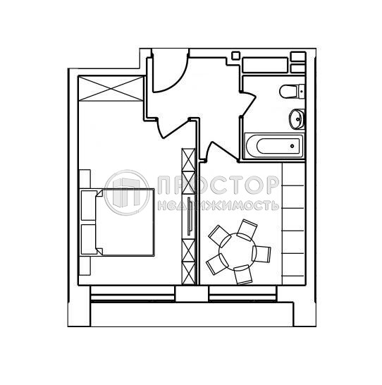 1-комнатная квартира, 37 м² - фото 16