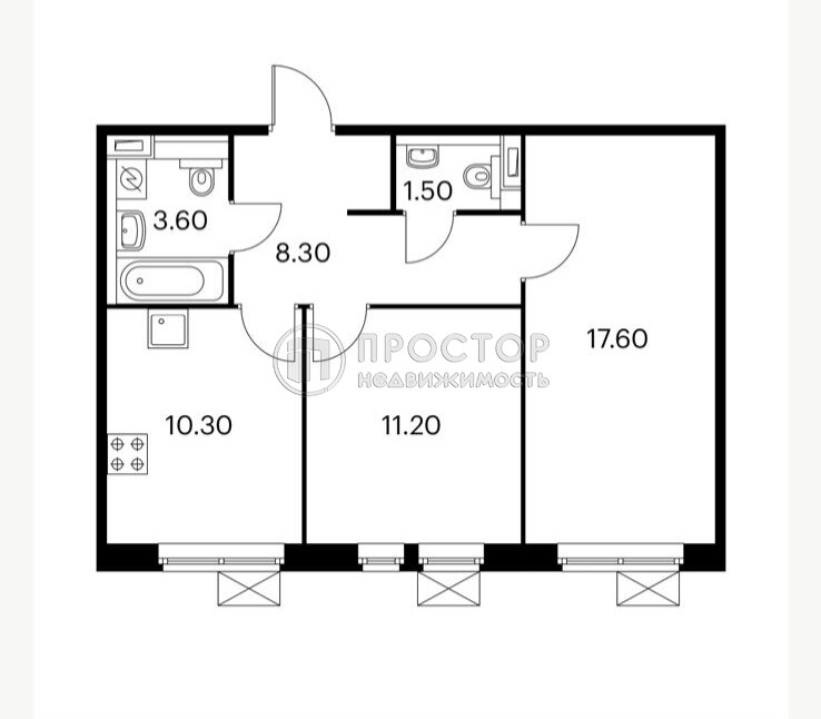 2-комнатная квартира, 53.3 м² - фото 8