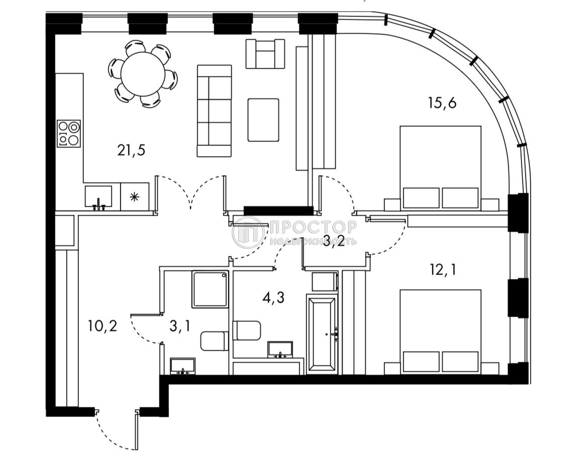 2-комнатная квартира, 69.8 м² - фото 25