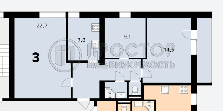 3-комнатная квартира, 71 м² - фото 21