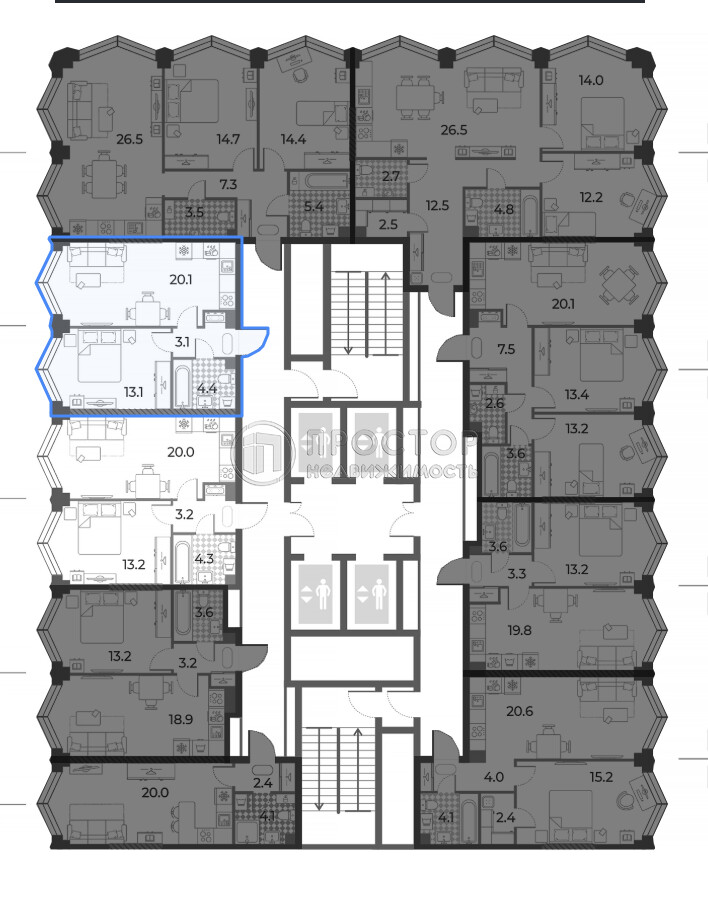 1-комнатная квартира, 40.1 м² - фото 5