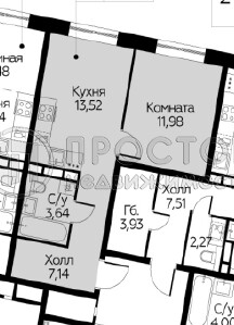 1-комнатная квартира, 36.28 м² - фото 12