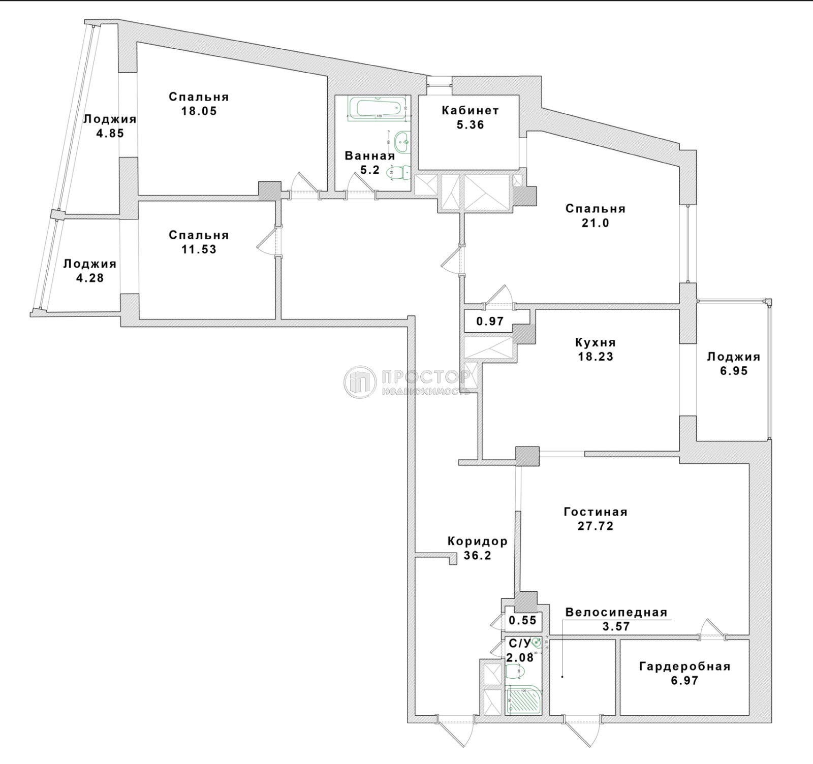 4-комнатная квартира, 162.5 м² - фото 858