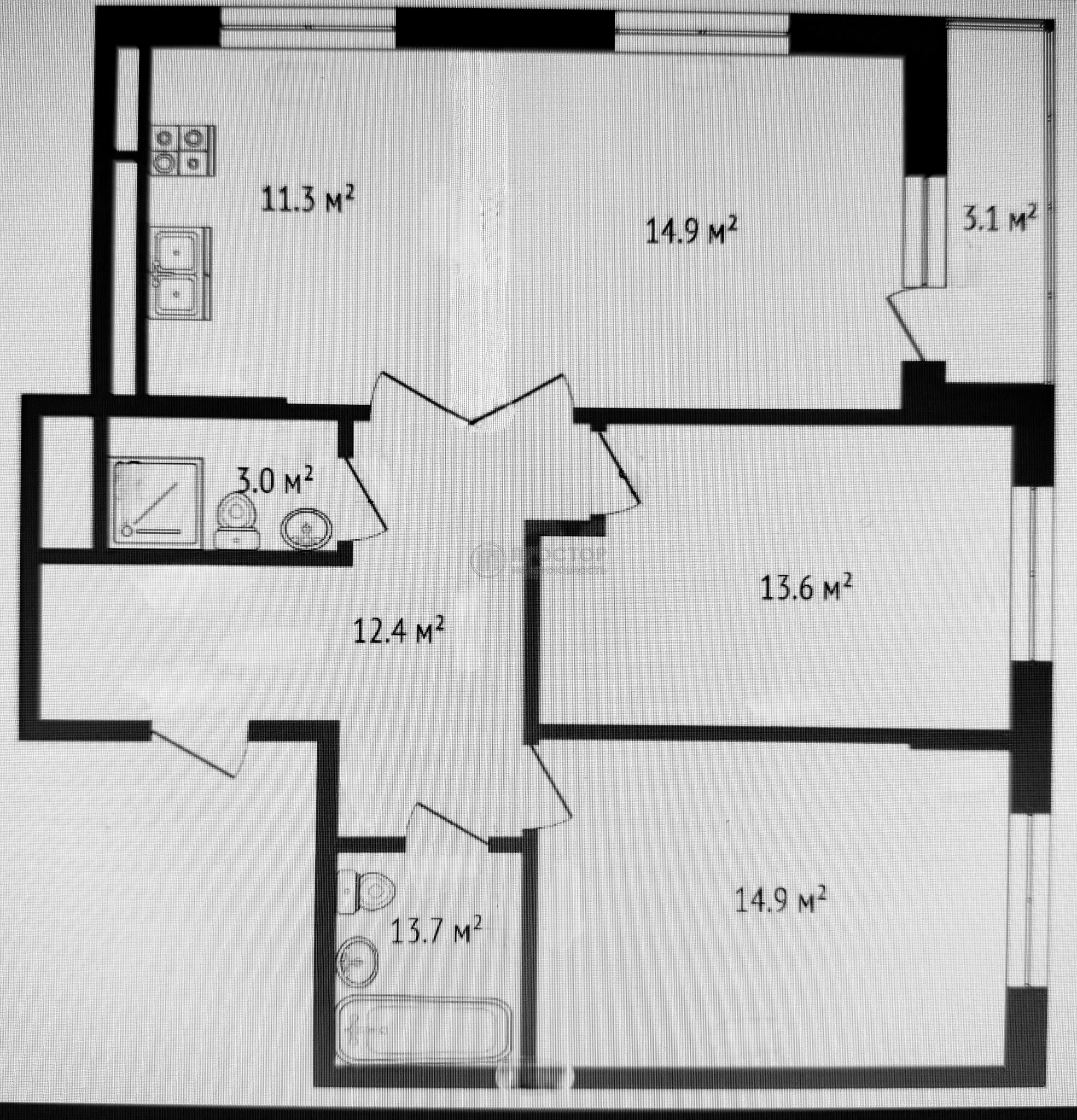 3-комнатная квартира, 73.6 м² - фото 420