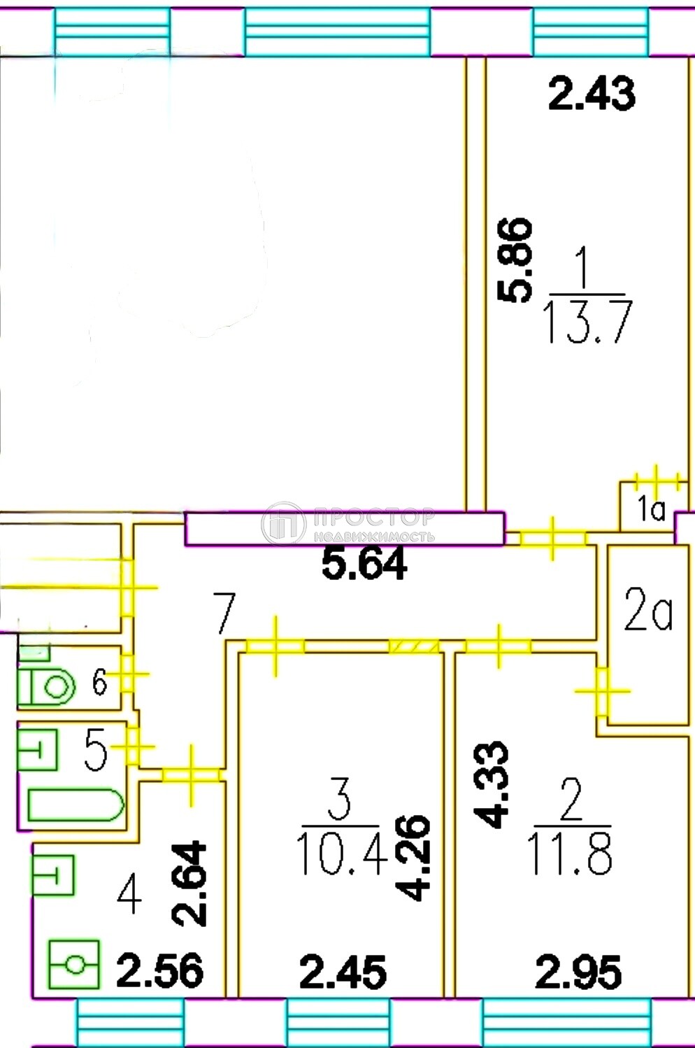 3-комнатная квартира, 57.5 м² - фото 310