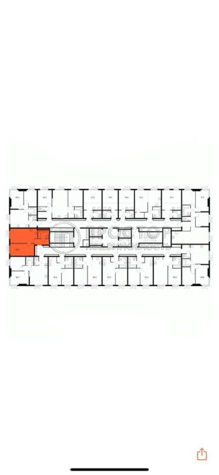 1-комнатная квартира, 42.3 м² - фото 19
