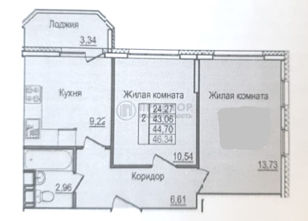 2-комнатная квартира, 43.3 м² - фото 3