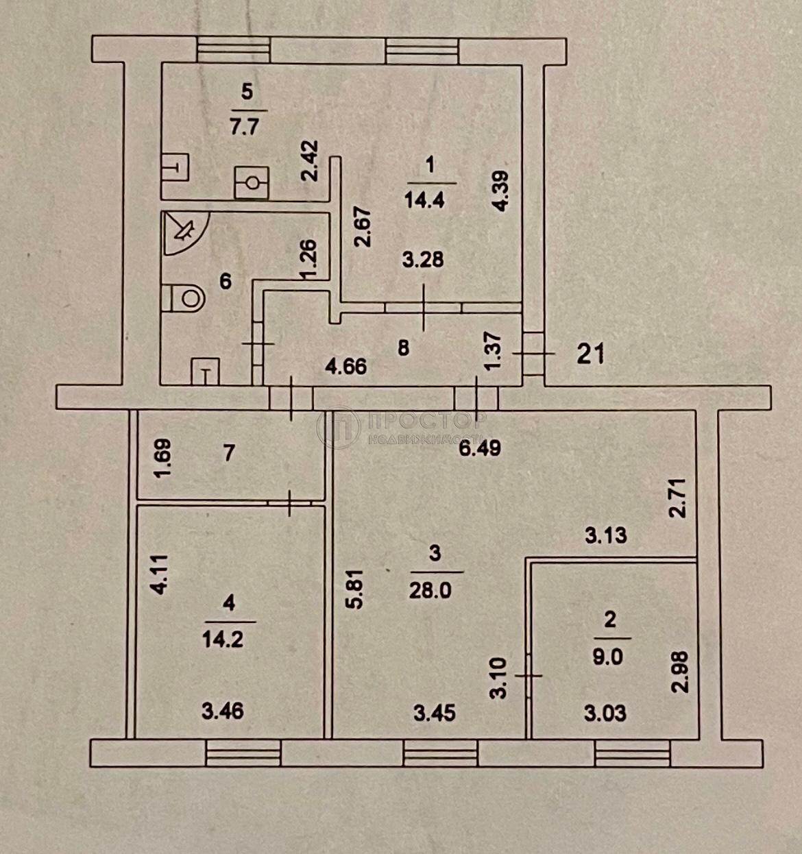 4-комнатная квартира, 92.9 м² - фото 616